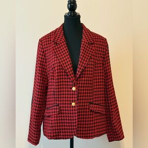 Joan Rivers Red and Black Houndstooth Blazer / Top
